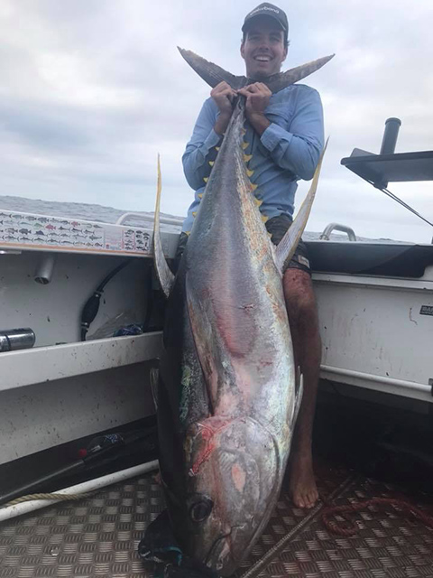 ANGLER: Jacob Murphy  SPECIES: Yellowfin Tuna WEIGHT: 70kg LURE: 8" JB Little Dingo.